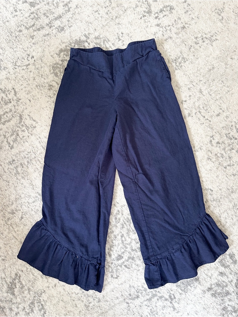 ⭐️3/$30⭐️ (bundle deal) CATO Navy Ruffled Hem linen Pants size S-M